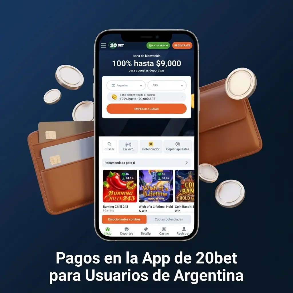 Métodos de pago en la app de 20bet para Argentina: Visa, Skrill, Bitcoin y más desde 3.000 ARS